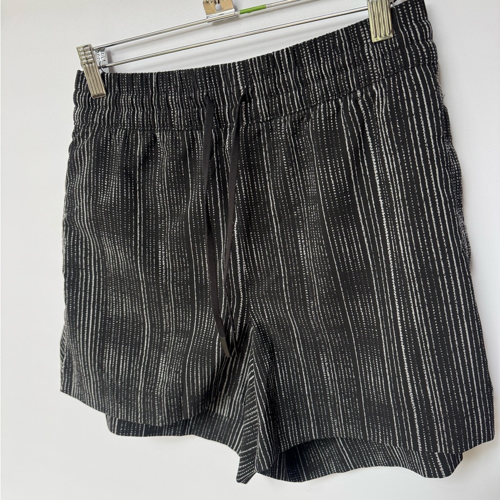 Athleta Black Stripe Drawstring Shorts
